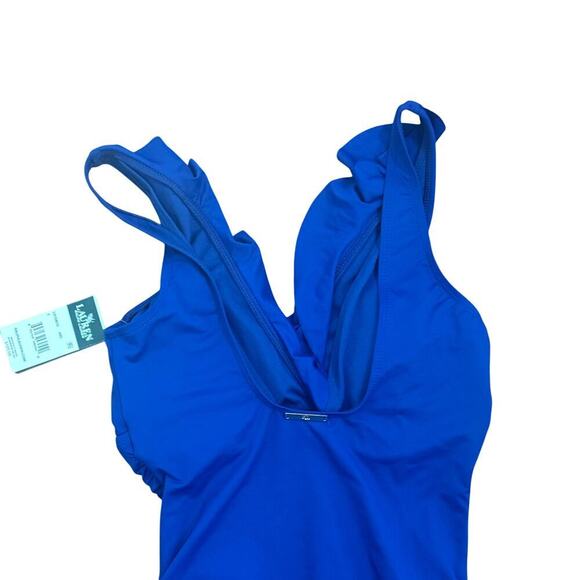 New LAUREN RALPH LAUREN Beach Club Blue Ruffled One Piece Swimsuit Women's Sz 6 - Picture 11 of 15